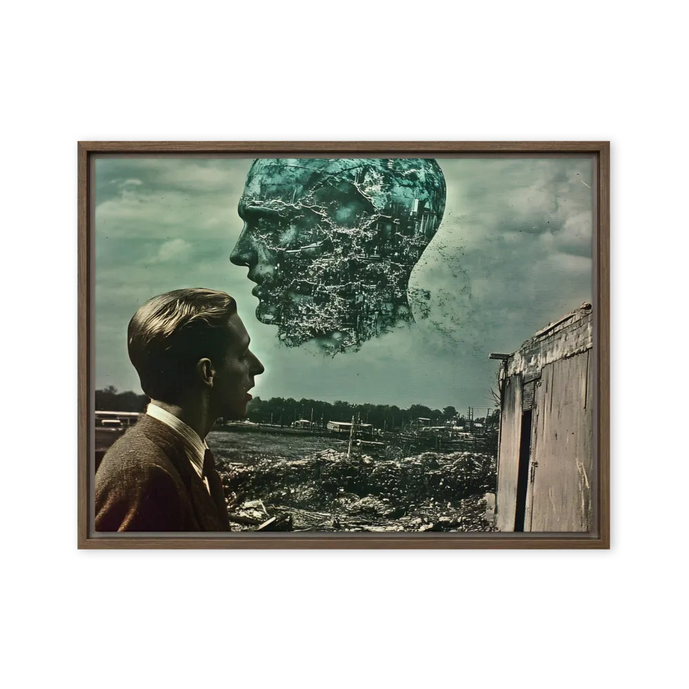 Ethereal Reflections: Identity in a Fragmented World | Canvas with Brown Frame | 18″×24″
