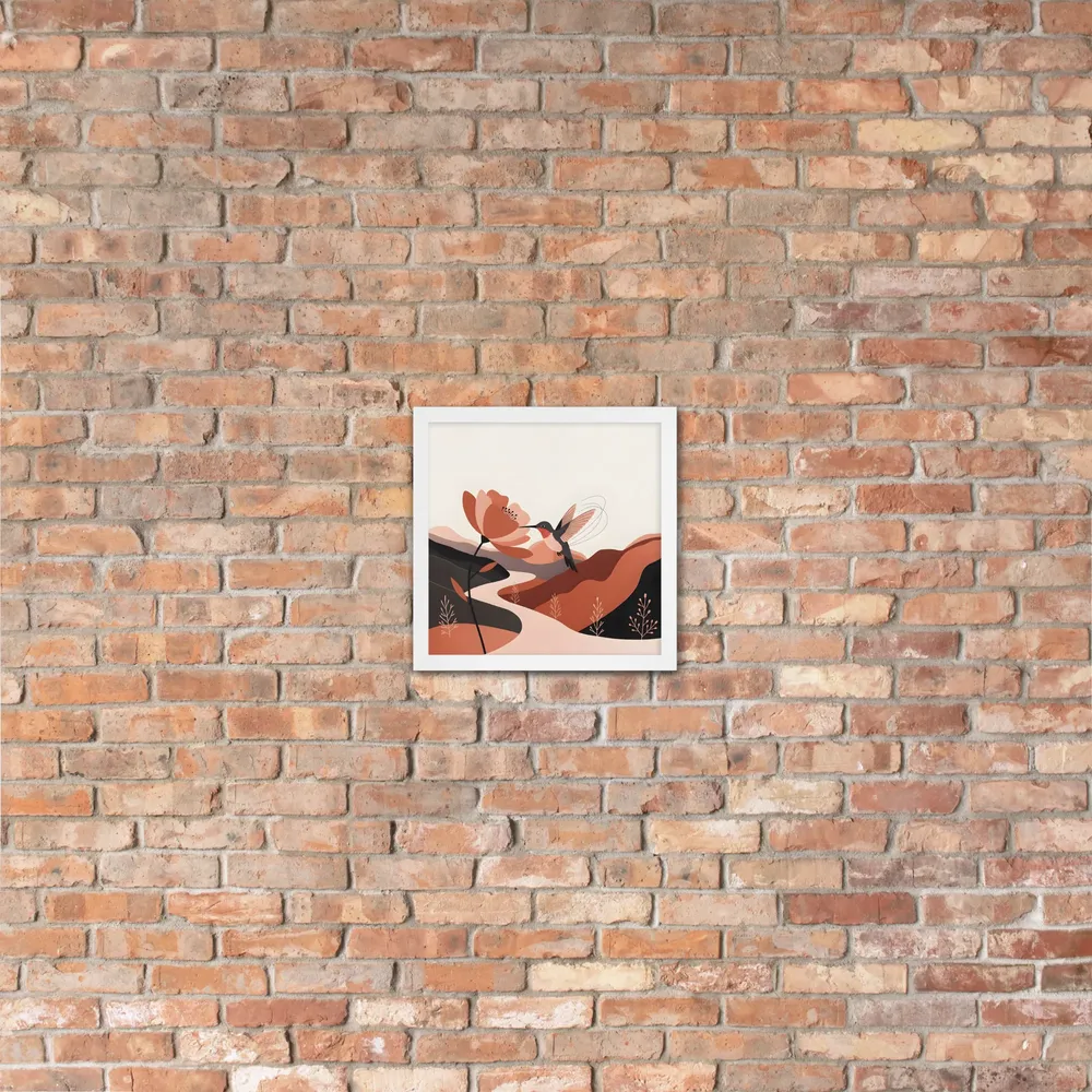 Hummingbird & Blossom 
 Poster with White Frame | 12″x 12″