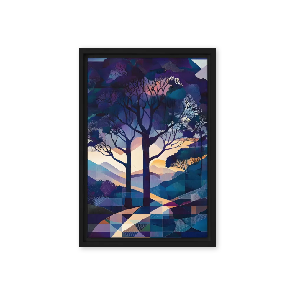 Tranquil Geometry: A Journey Through Color | Canvas with Black Frame | 12″×18″