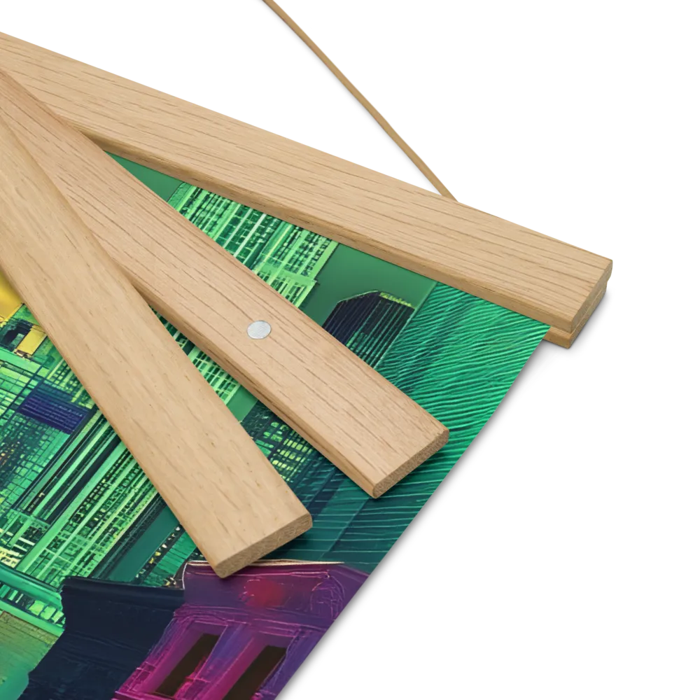 Urban Surrealism: Neon Dreams | Poster With Oak Wood Hanger | 16″×16″
