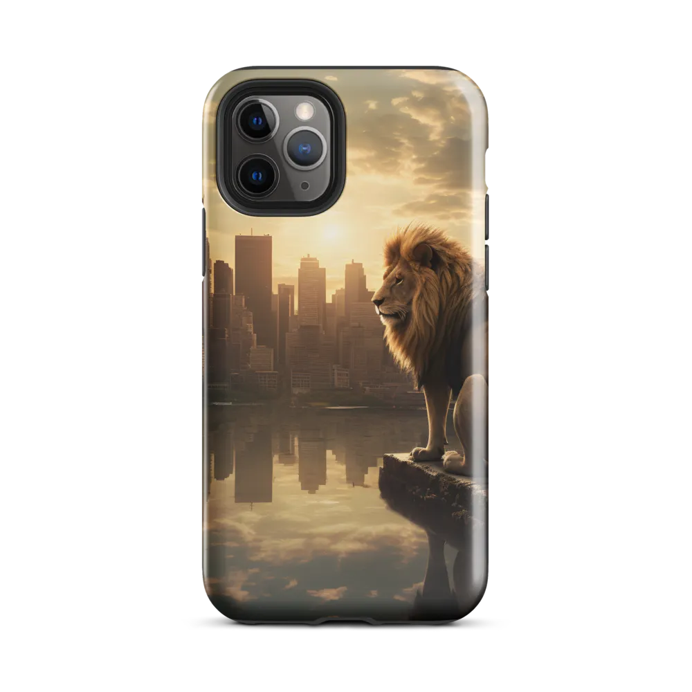 The Lion's Gaze Over the Urban Symphony | Phone Case |  11 Pro | Tough Case | Glossy