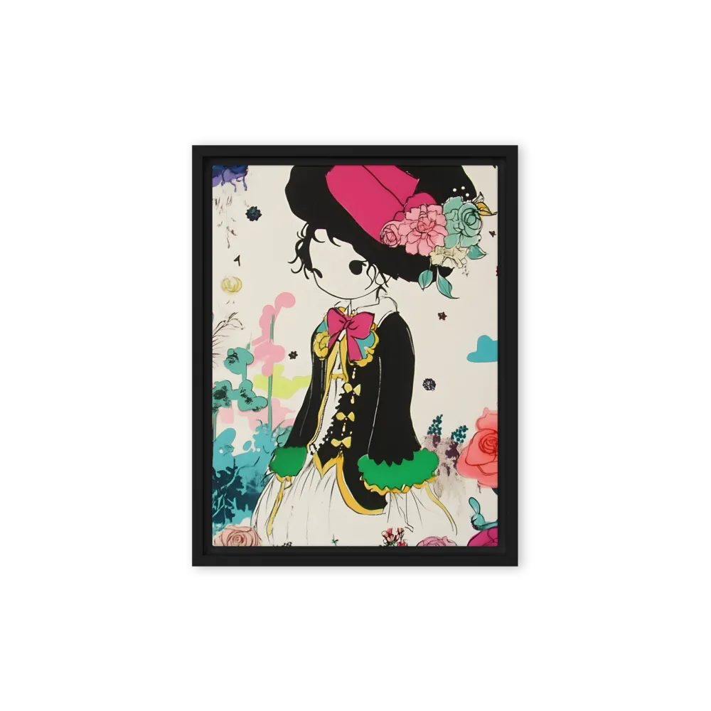 Whimsical Garden Reverie | Canvas with Black Frame | 9″×12″