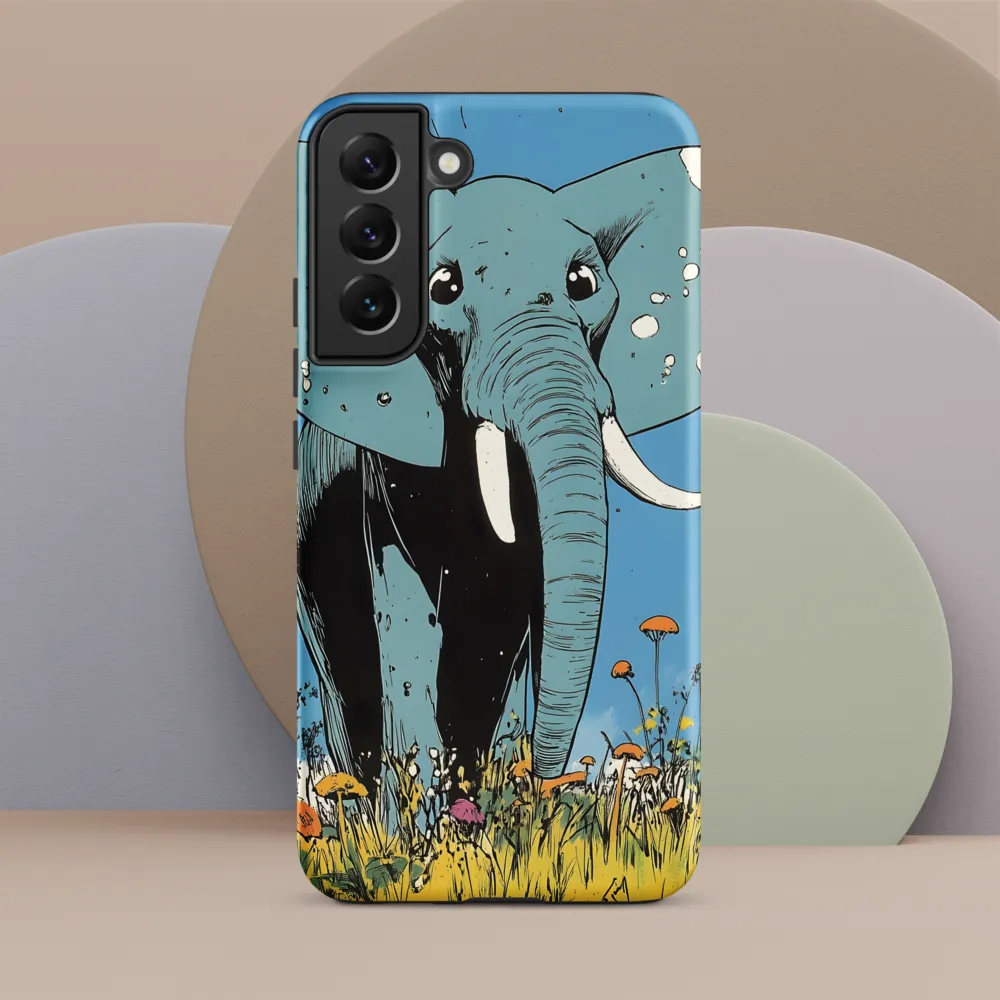 Whimsical Blue Elephant in Bloom