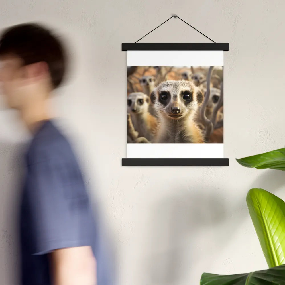 Curious Meerkats in Community | Poster With Black Wood Hanger | 11″×14″