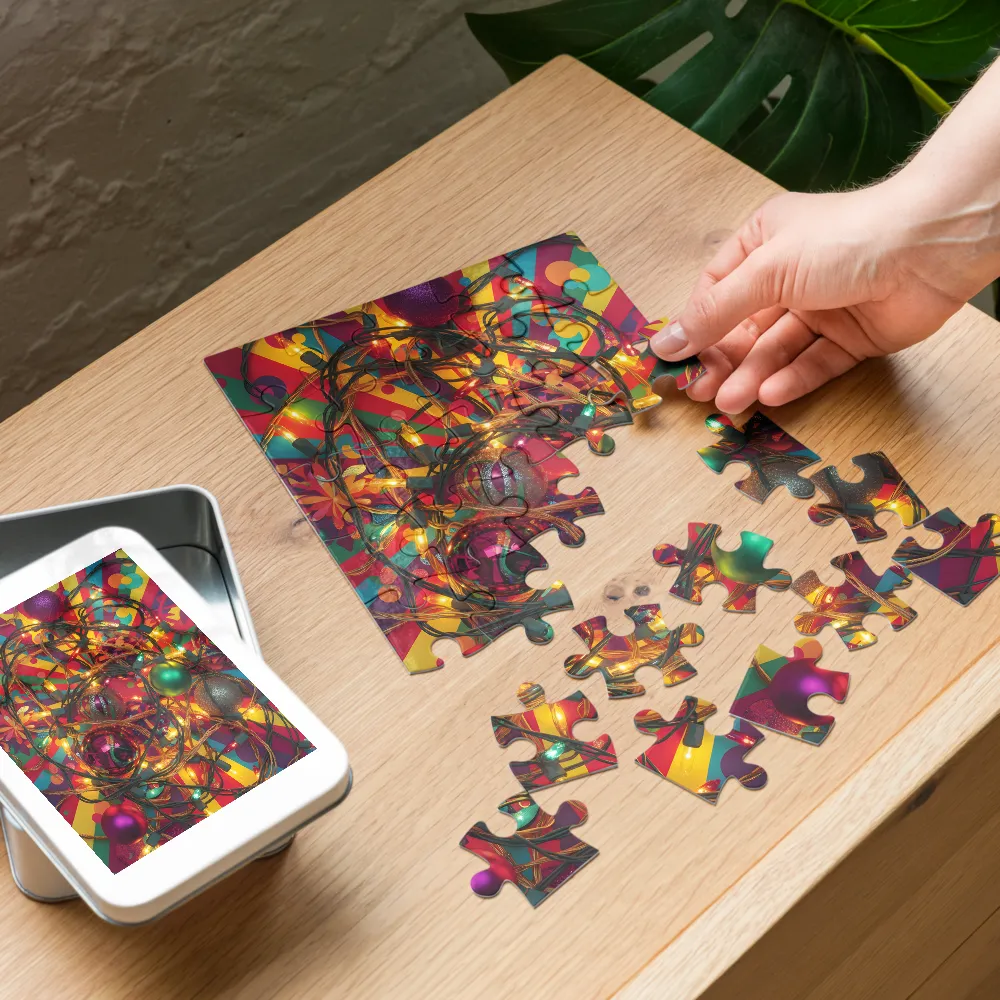 Holiday Lights & Ornaments 
 Jigsaw Puzzle in Tin Box