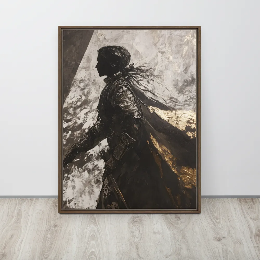 The Silhouette of Valor | Canvas with Brown Frame | 24″×32″