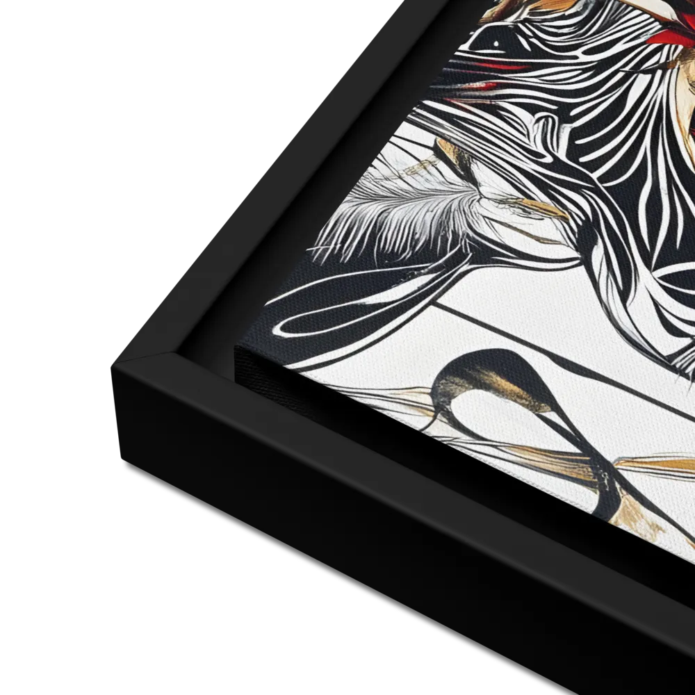 Floral Elegance: The Giraffe's Portrait | Canvas with Black Frame | 16″×20″