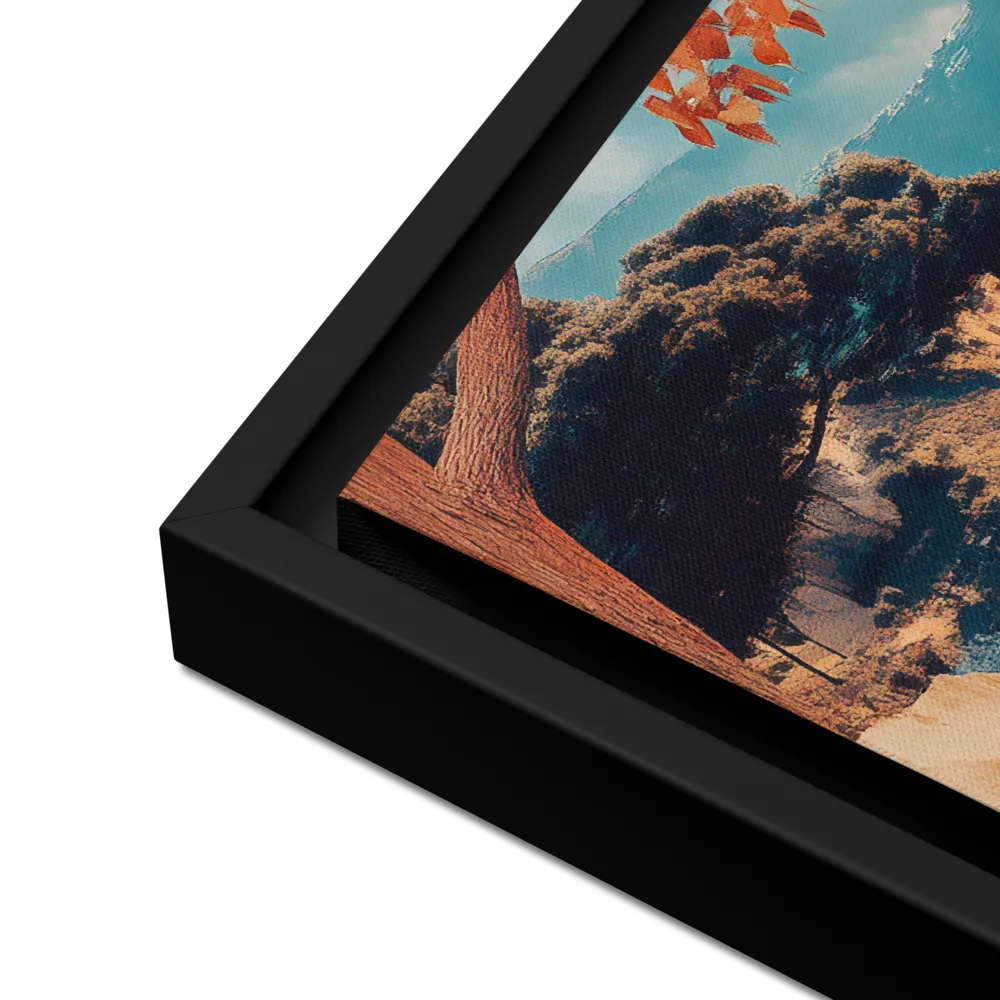 Elysian Waterscape | Canvas with Black Frame | 16″×16″