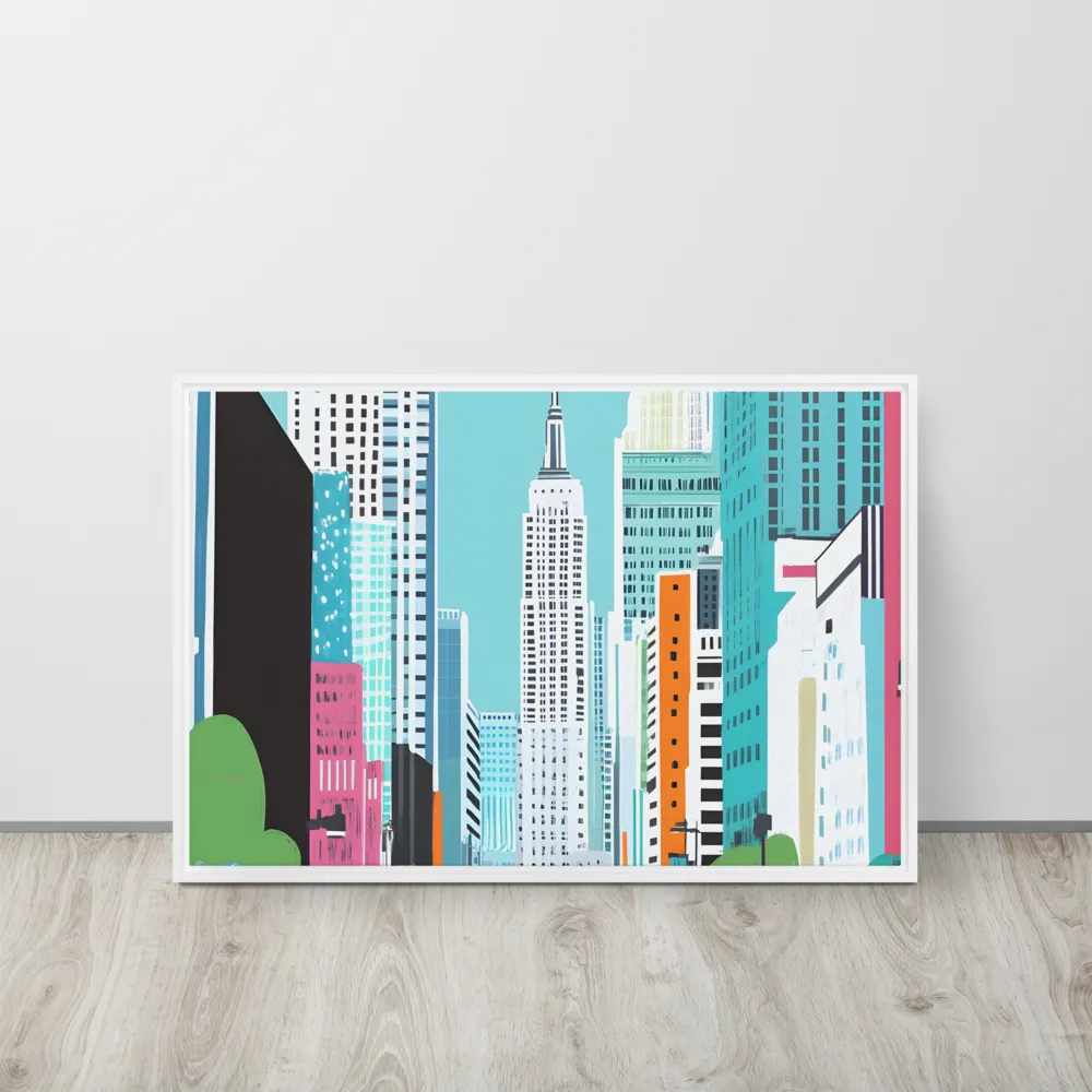 Urban Symphony: A Modern Cityscape | Canvas with White Frame | 20″×30″