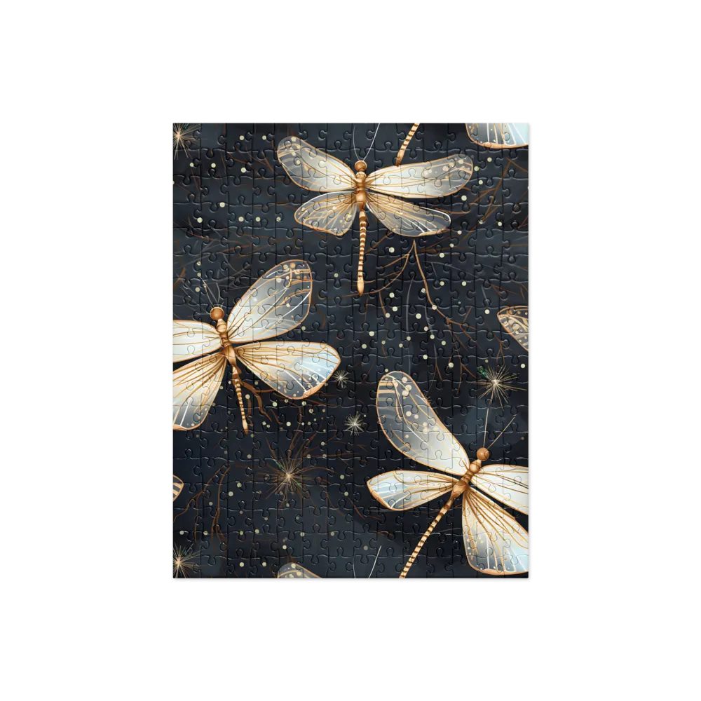 Ethereal Dance: Dragonflies in a Midnight Garden | Jigsaw Puzzle | 252/520 pieces