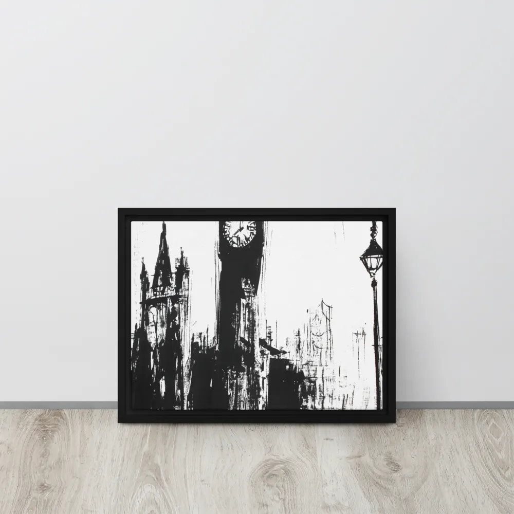Clock Tower in Motion | Canvas with Black Frame | 12″×16″