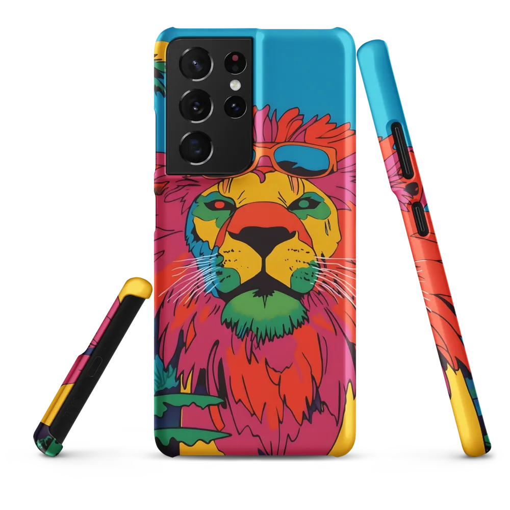 Lion with Sunglasses: A Vibrant Tropical Portrait