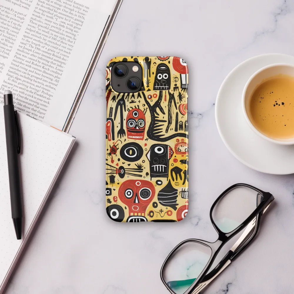 Abstract Encounters: A Dance of Faces and Symbols | Phone Case |  14 Plus | Snap Case | Glossy