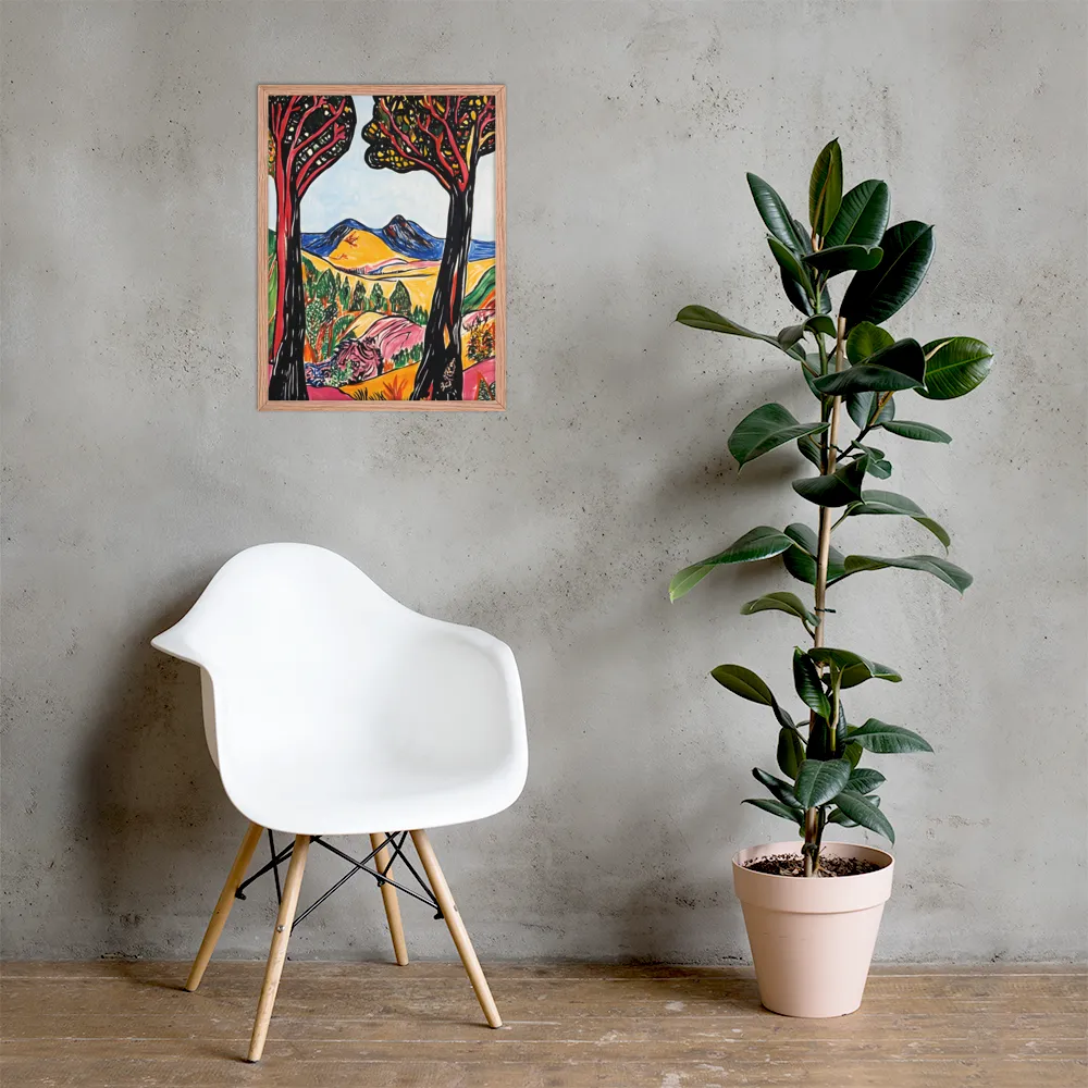 Vibrant Nature's Embrace | Poster with Red oak Frame | 18″×24″