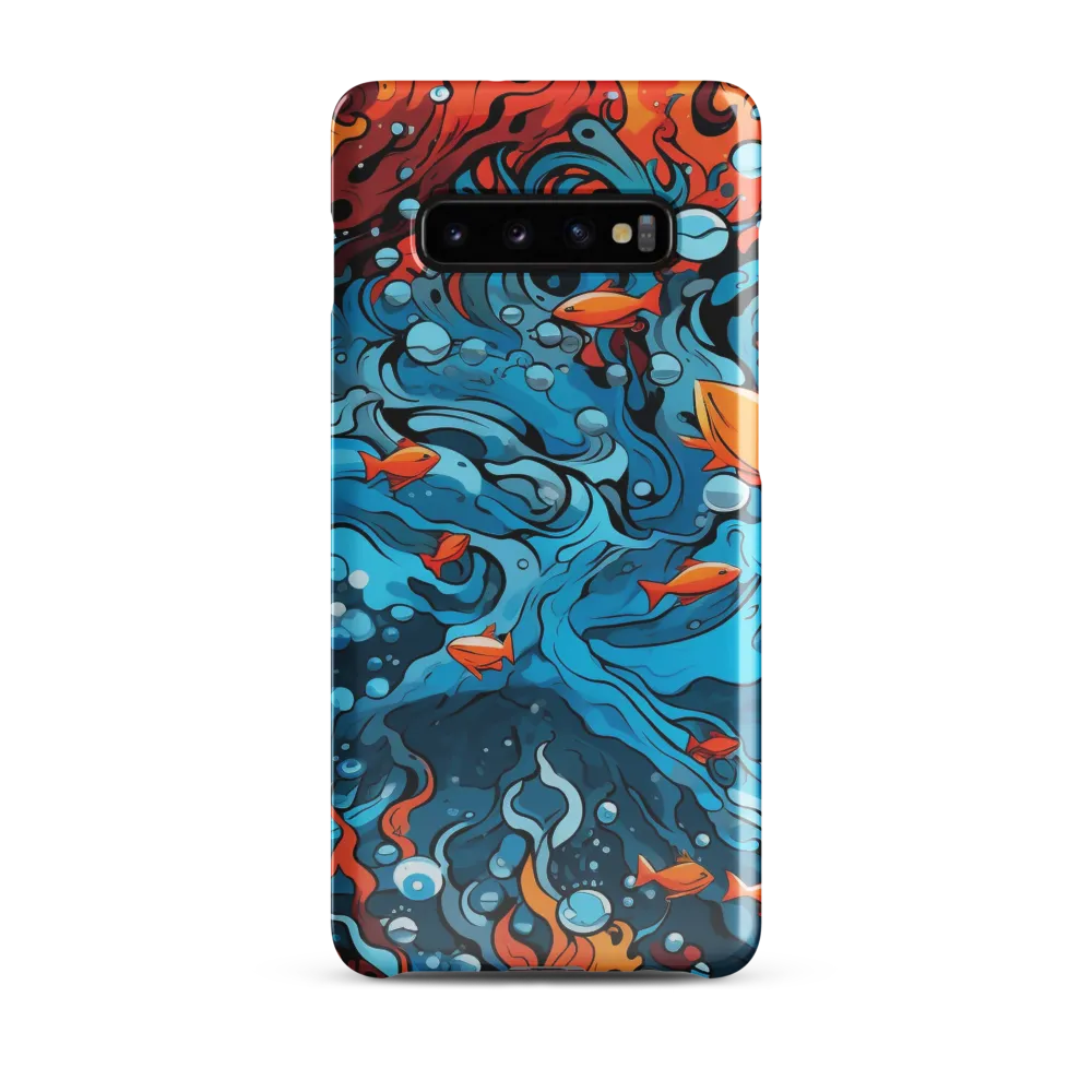 Fluid Harmony: Ocean and Flames | Phone Case |  S10 Plus | Snap Case | Glossy