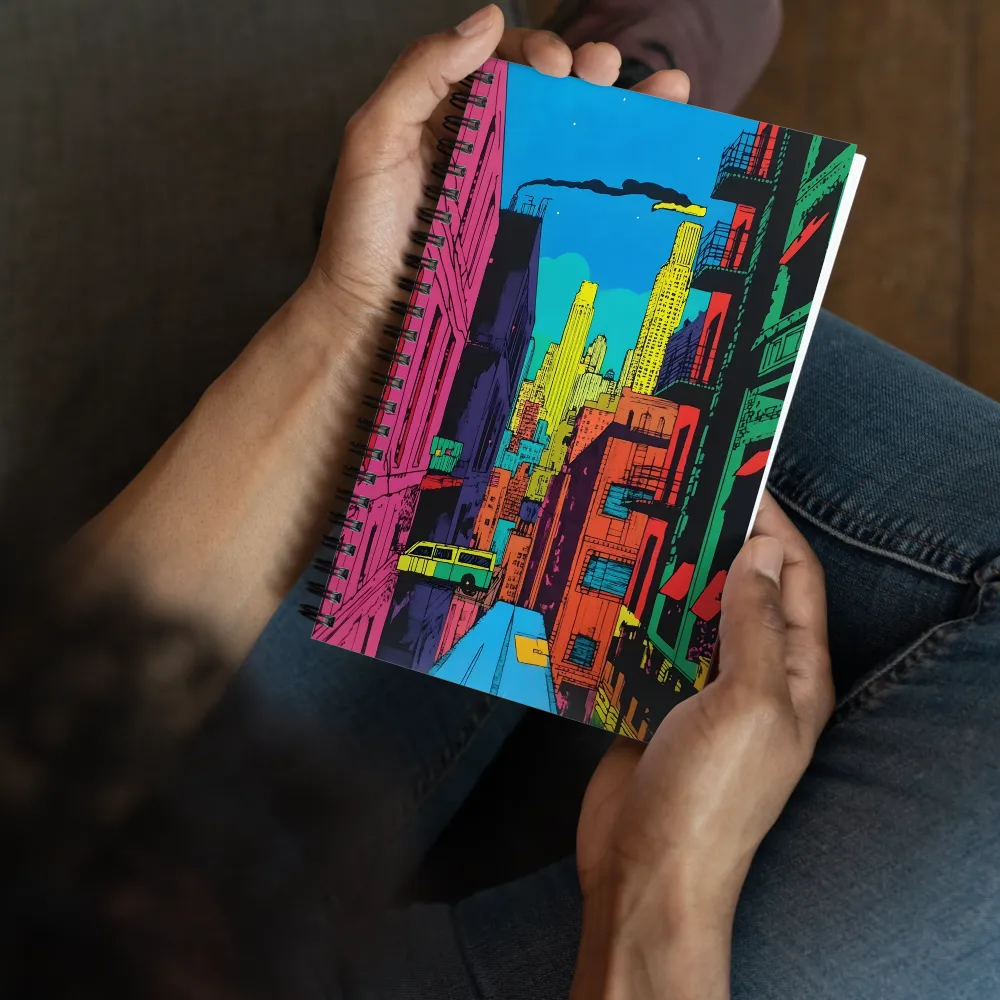 Urban Vibrance: A Pop Art Cityscape | Spiral Notebook