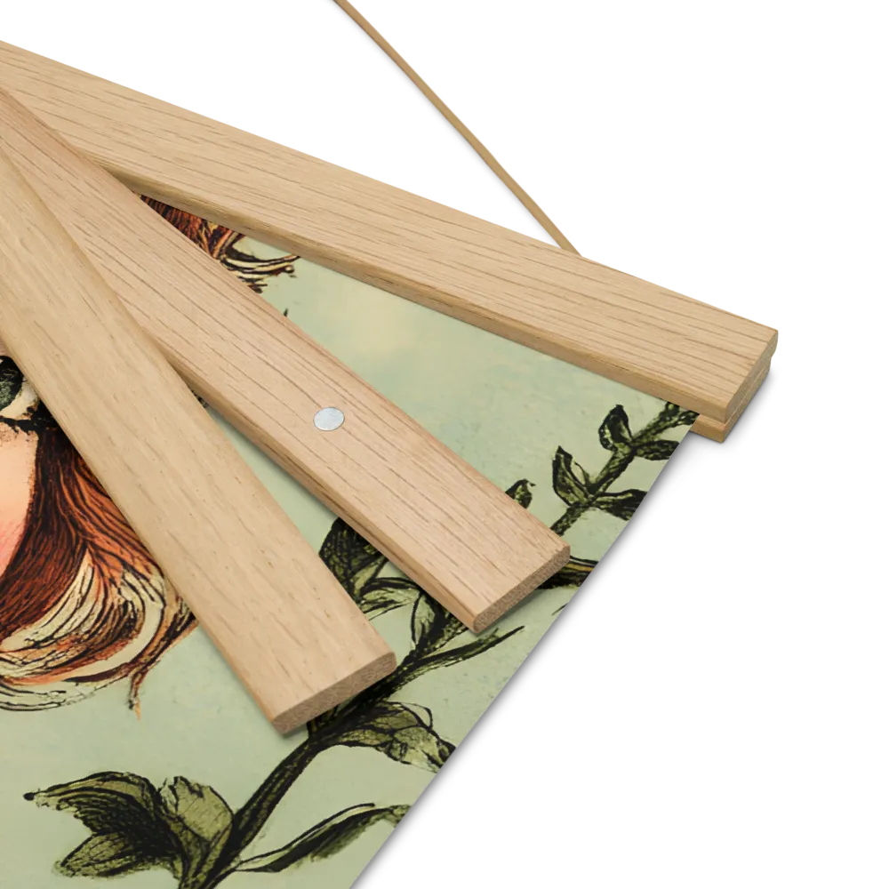 Whimsical Portrait of a Flower-Adorned Girl | Poster With Oak Wood Hanger | 16″×16″