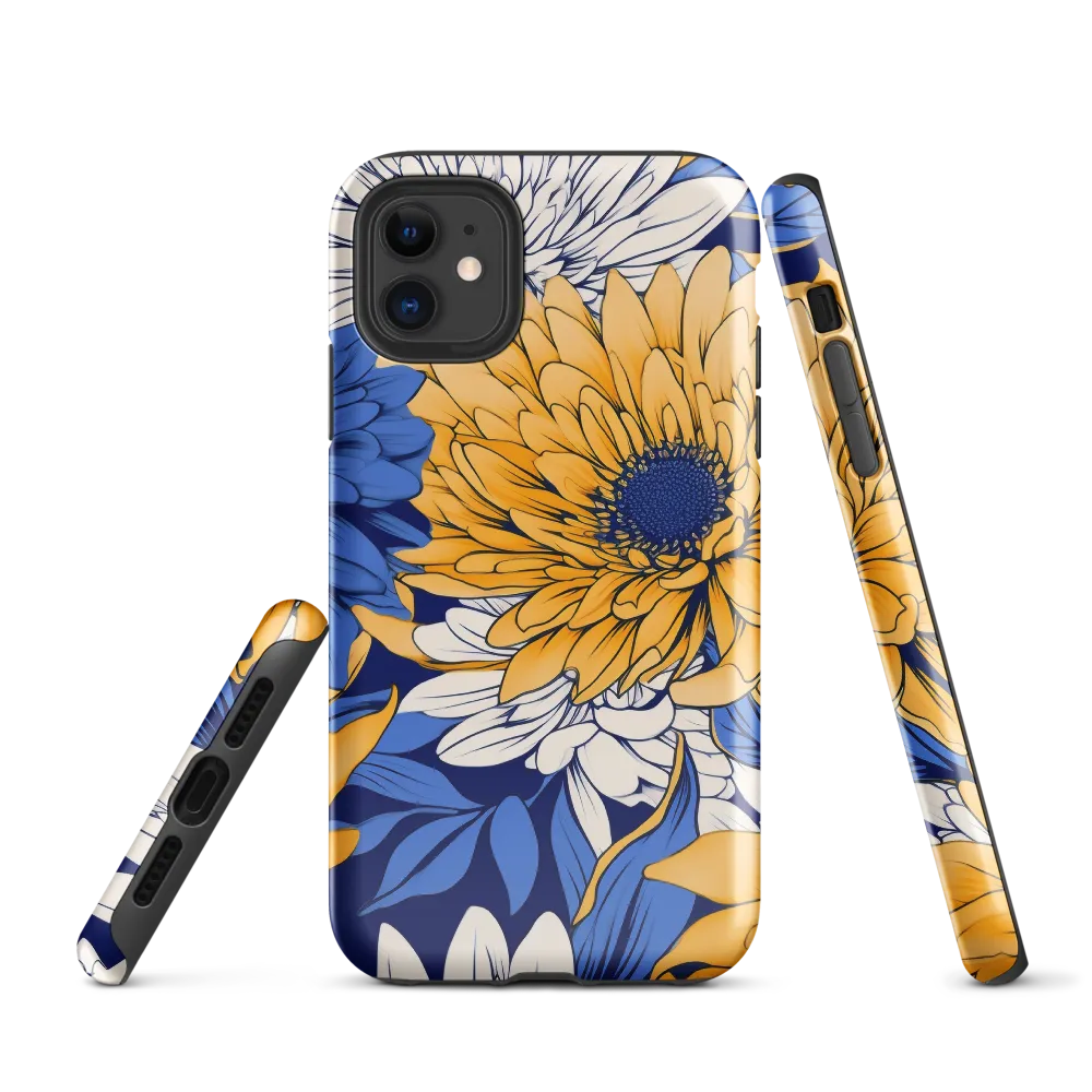 Floral Harmony in Blue and Yellow
