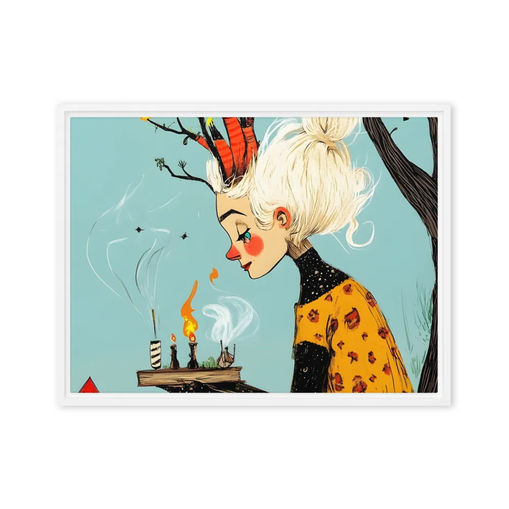 Whimsical Nature Girl | Canvas with White Frame | 18″×24″