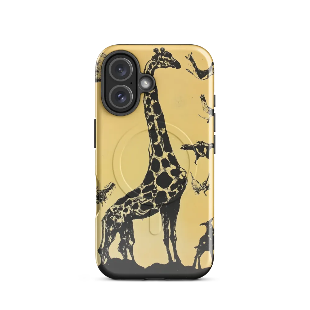 Whimsical Harmony of Giraffe and Birds