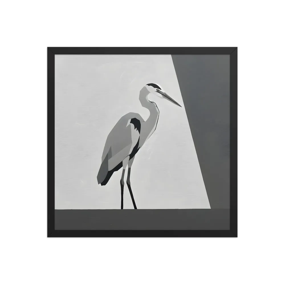 Geometric Heron 
 Poster with Black Frame | 18″x 18″