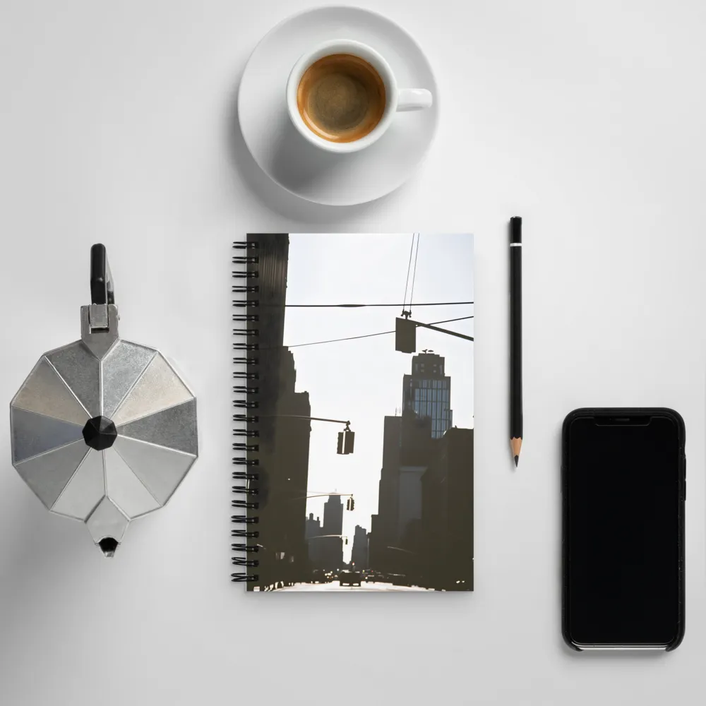 Silhouetted Serenity in Urban Light | Spiral Notebook