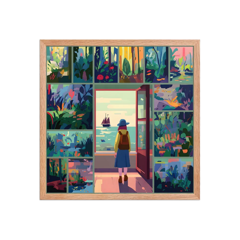 Doorway to the Sea 
 Poster with Red oak Frame | 18″x 18″