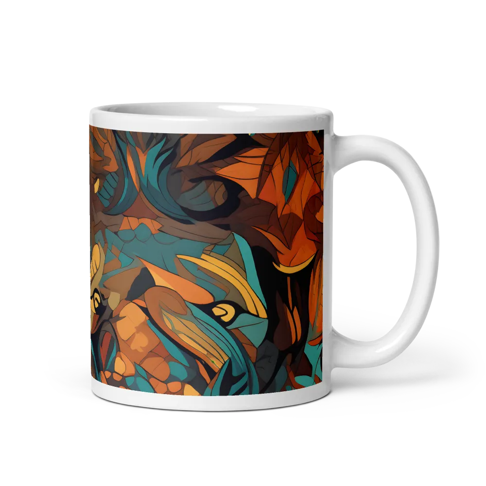 Fierce Royalty: A Geometric Exploration of Lions | Mug with White inside | 11 oz