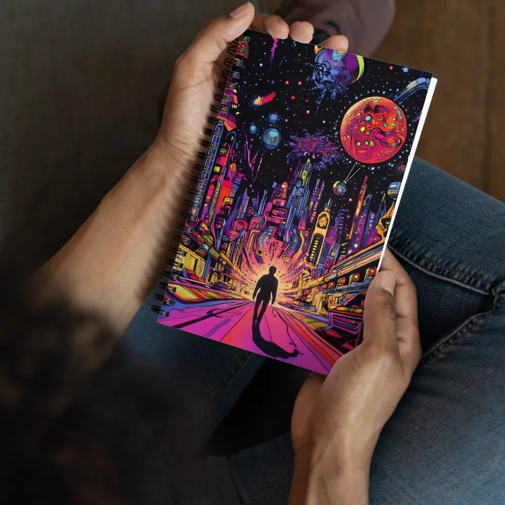 Journey into the Neon Cosmos | Spiral Notebook