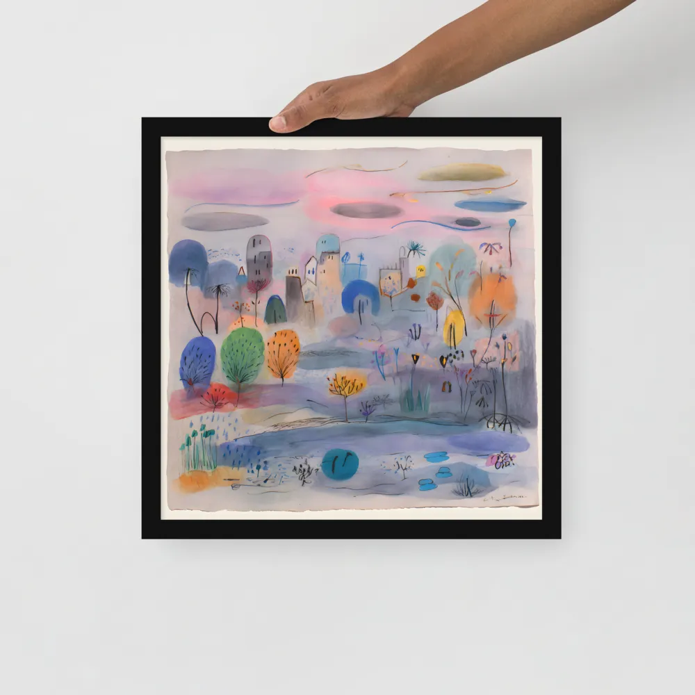 Dreamscape Village 
 Poster with Black Frame | 16″x 16″