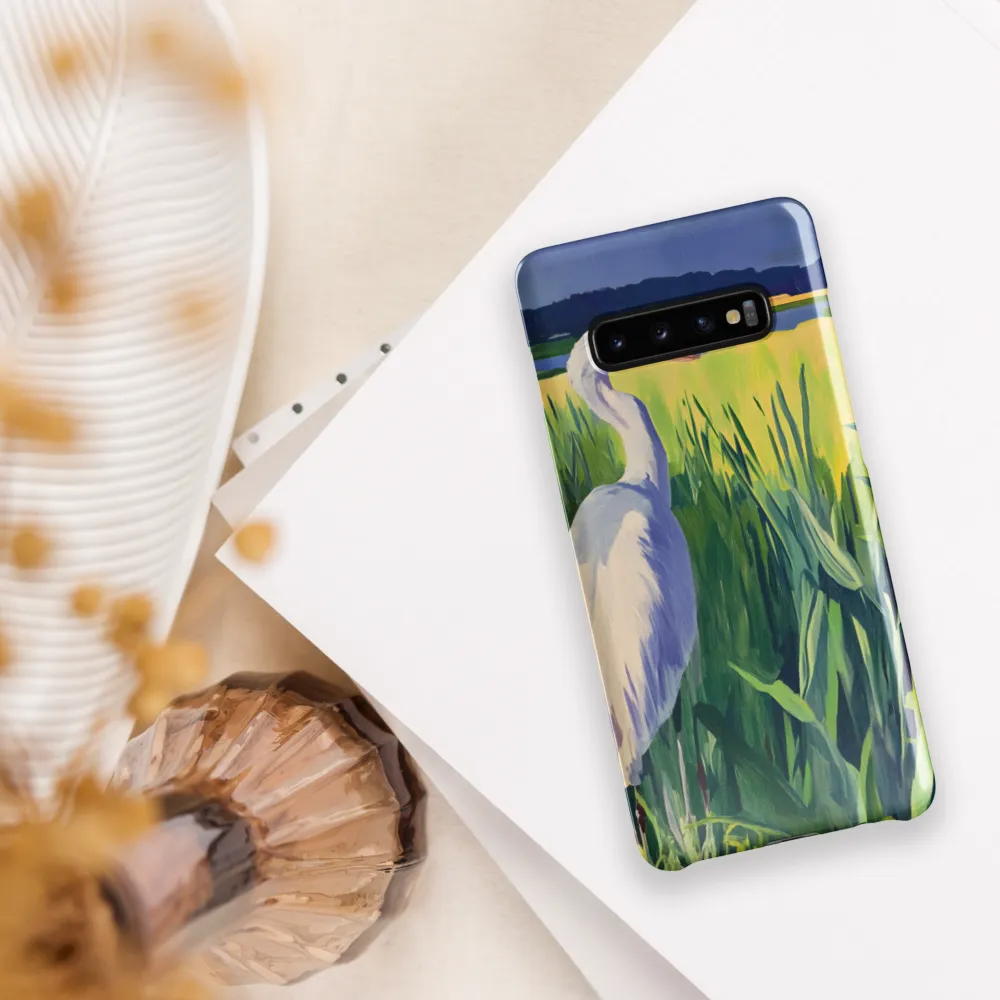 Graceful Presence: The Heron in the Meadow | Phone Case |  S10 Plus | Snap Case | Glossy