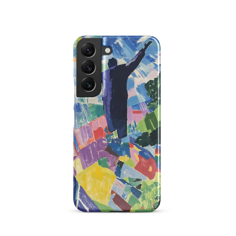 Elysium: A Soaring Figure Amidst Colorful Landscapes | Phone Case |  S22 | Snap Case | Glossy