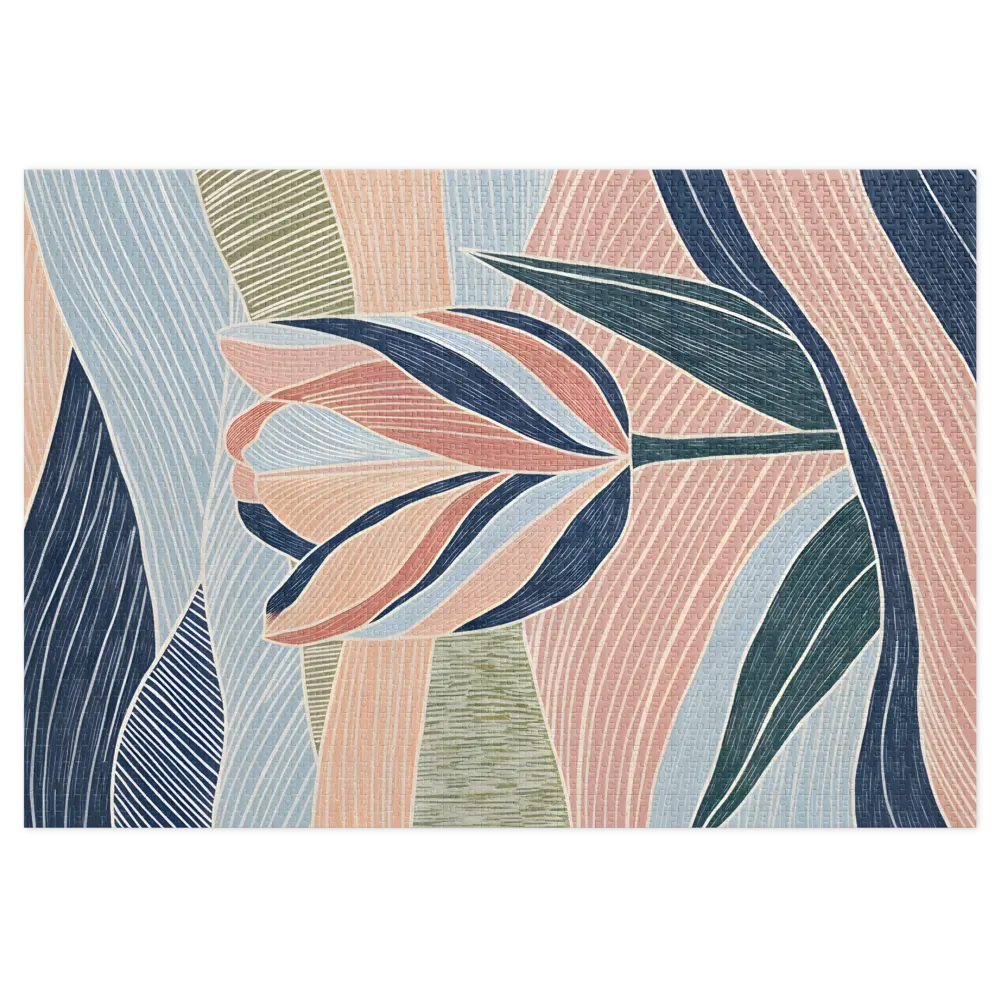 Stylized Tulip Serenity 
 Jigsaw Puzzle in Tin Box