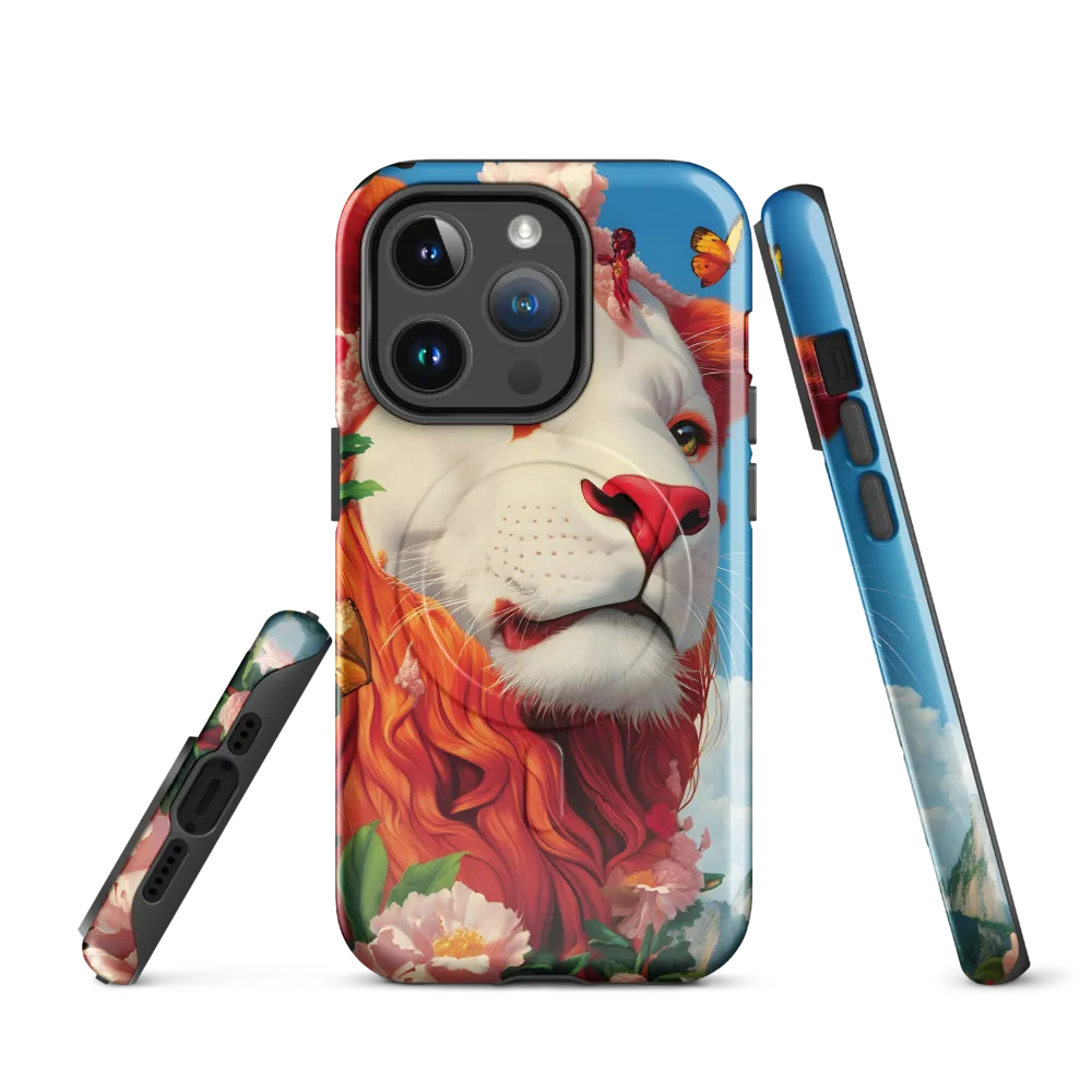 Majestic Lion Amidst Floral Splendor