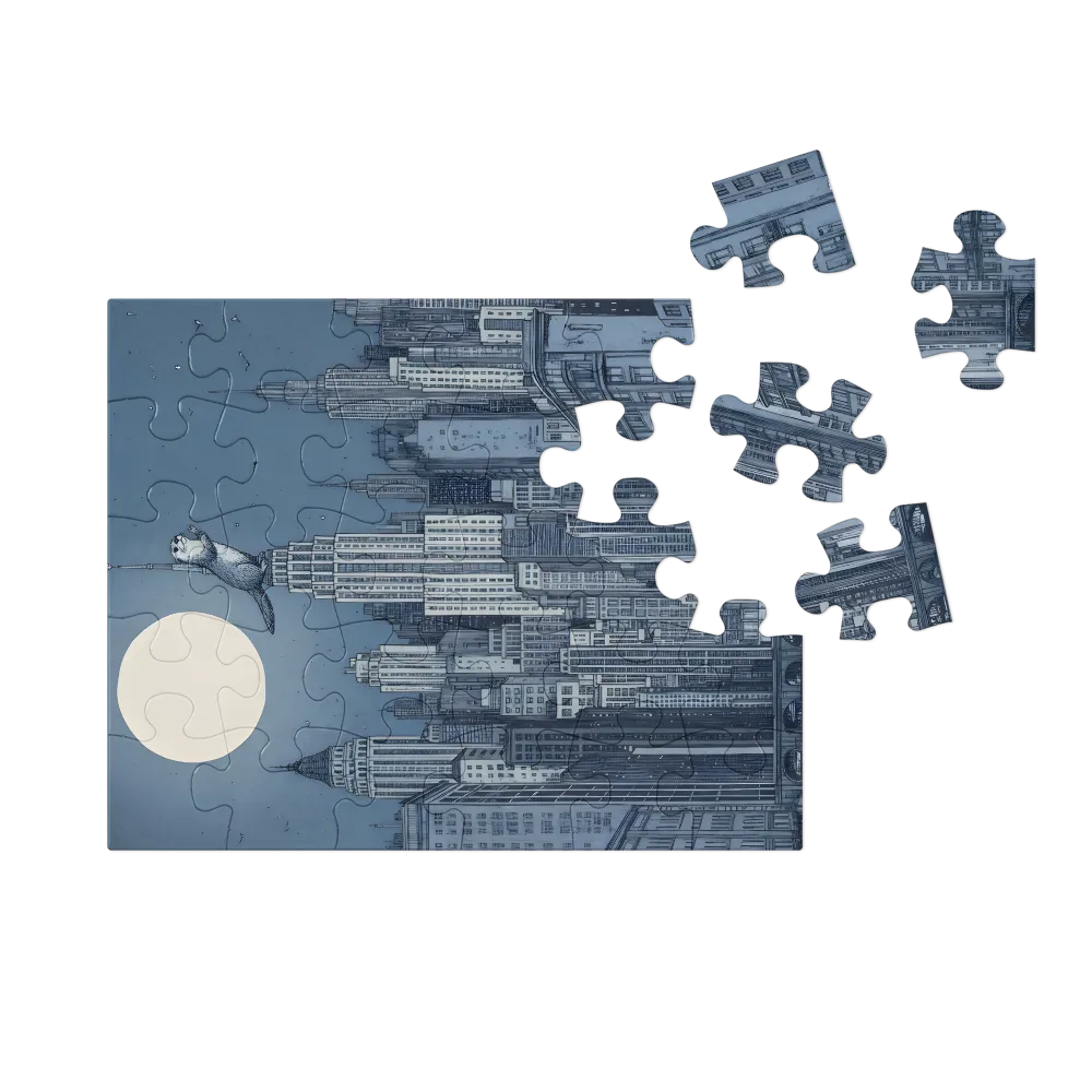 Moonlit Otter Skyline 
 Jigsaw Puzzle in Tin Box