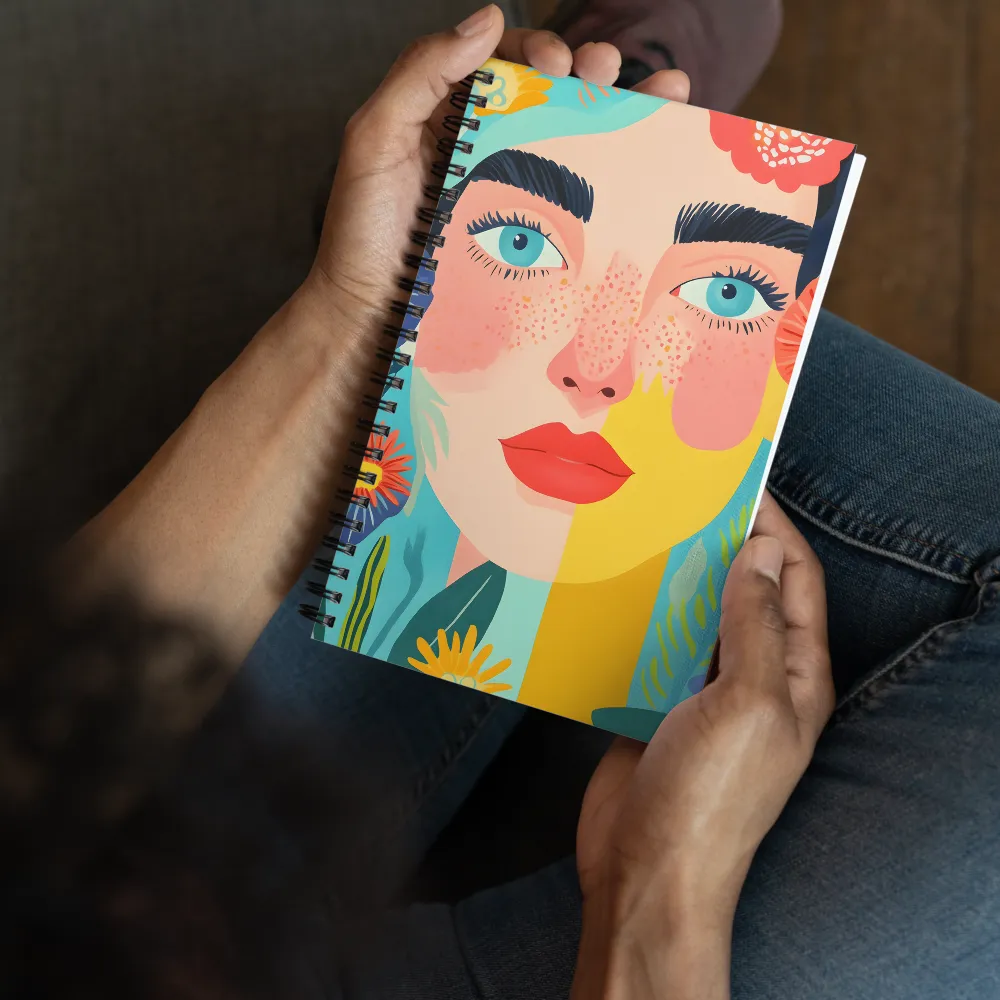 Floral Serenity: A Modern Portrait | Spiral Notebook