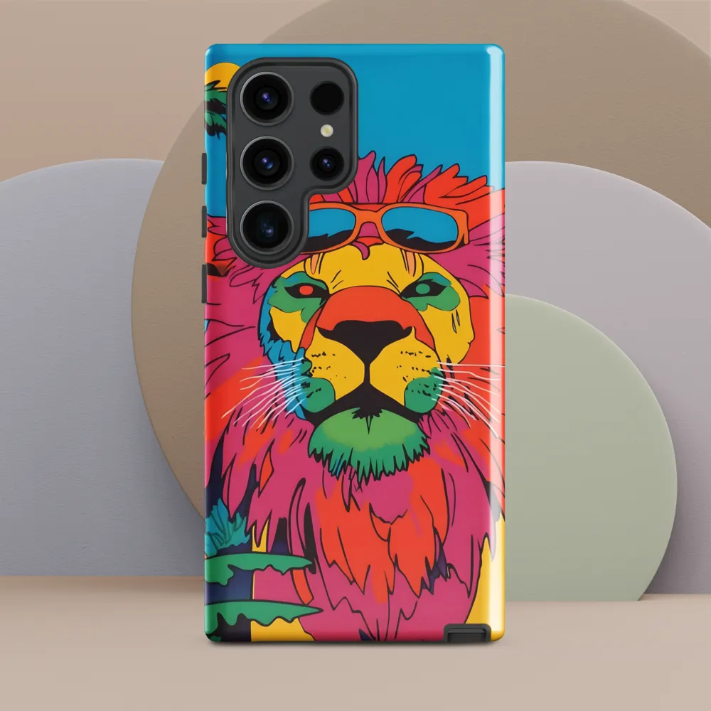 Lion with Sunglasses: A Vibrant Tropical Portrait