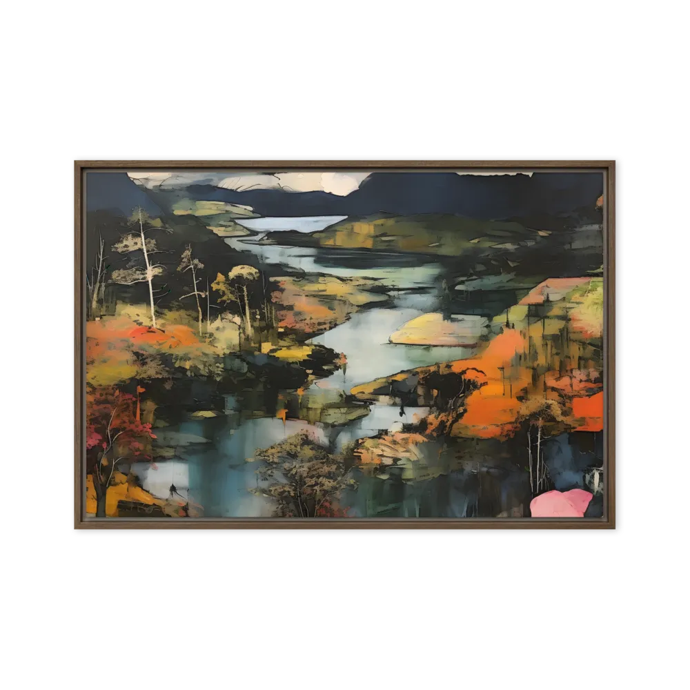 Harmony of Nature: An Abstract Journey | Canvas with Brown Frame | 24″×36″