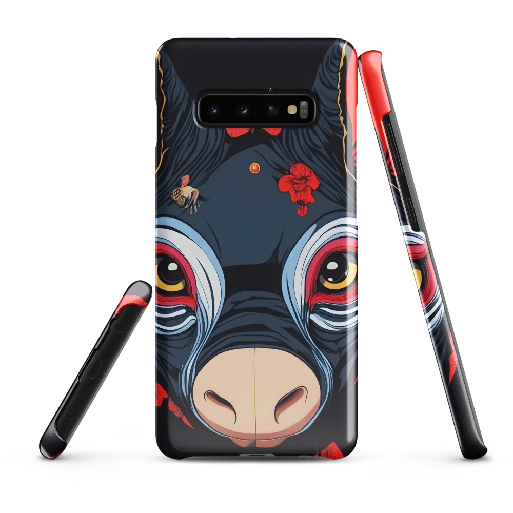 Mystical Bull with Floral Motifs | Phone Case |  S10 Plus | Snap Case | Glossy