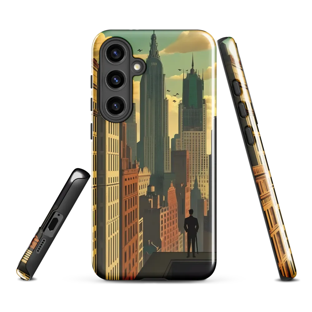 Urban Dreams: A Silhouette in Art Deco Cityscape