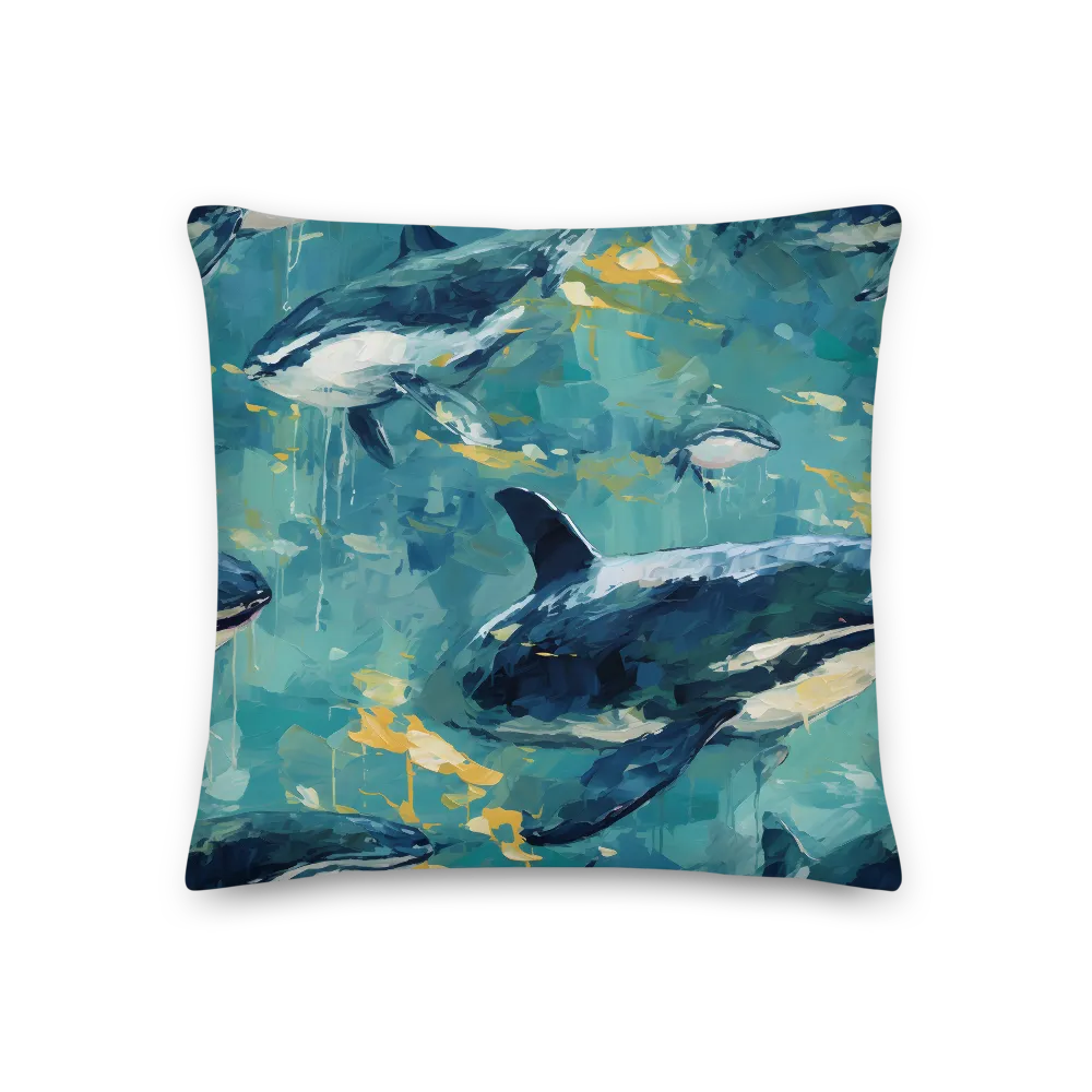 Harmony of the Ocean: Whales in Motion | Pillow | 18″×18″