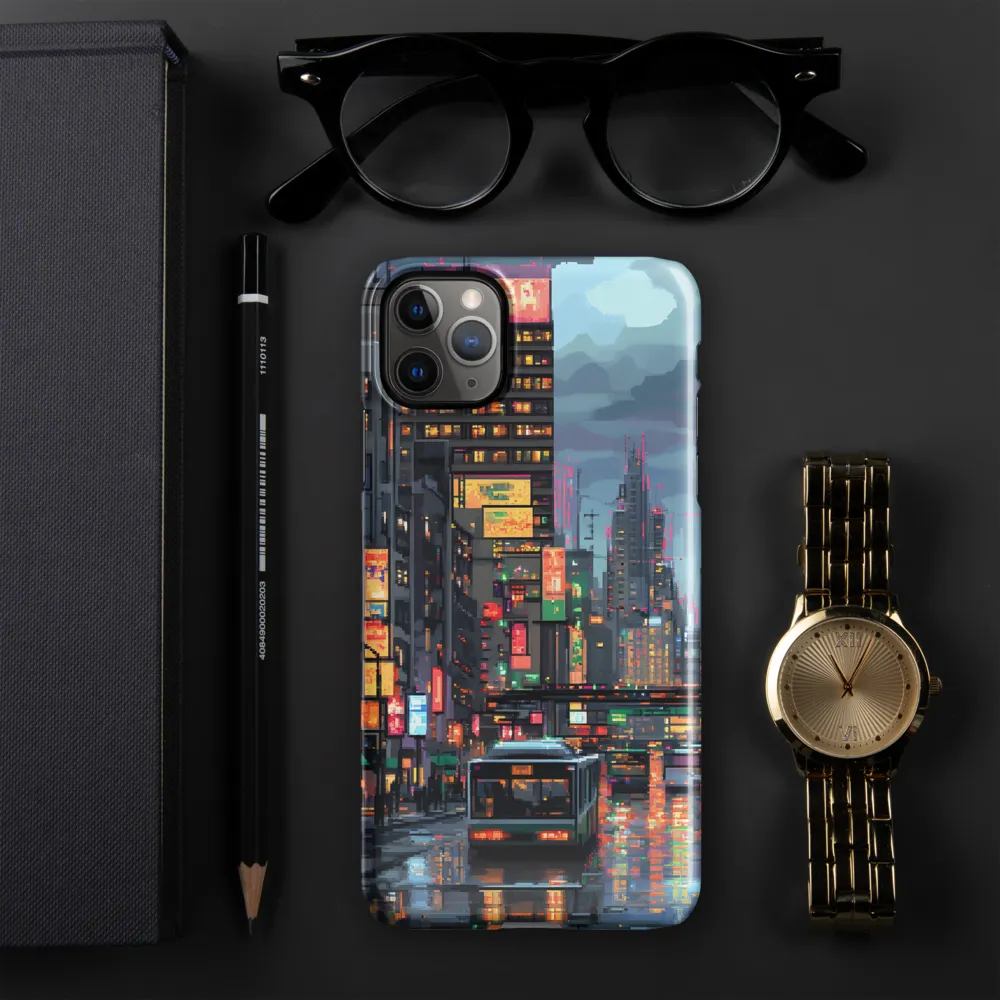 Neon Dreams: A Pixelated Urban Night | Phone Case |  11 Pro Max | Snap Case | Glossy