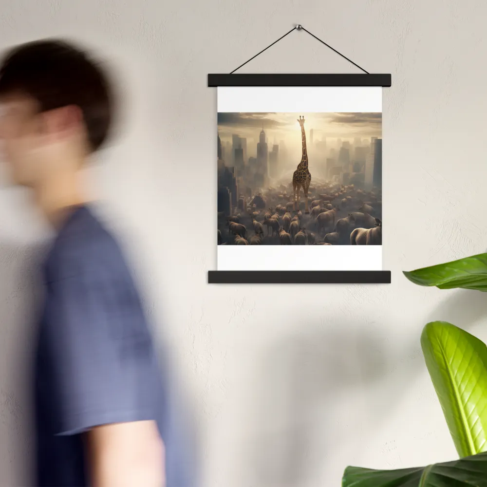 Urban Serengeti: A Giraffe's Perspective | Poster With Black Wood Hanger | 11″×14″