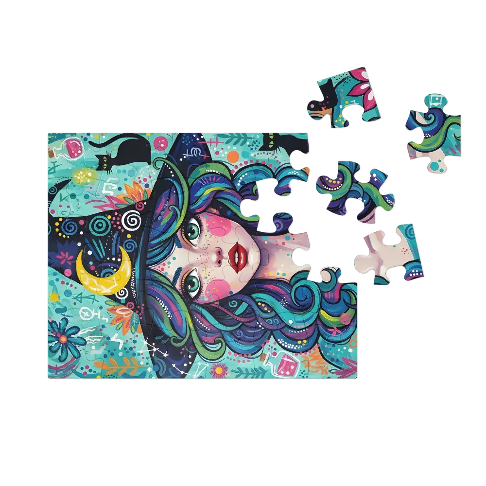 Moonlit Witch 
 Jigsaw Puzzle in Tin Box