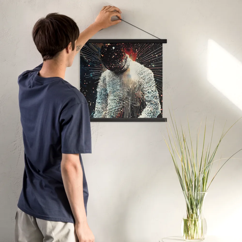 Ethereal Astronaut: A Journey Through the Cosmos | Poster With Black Wood Hanger | 18″×18″