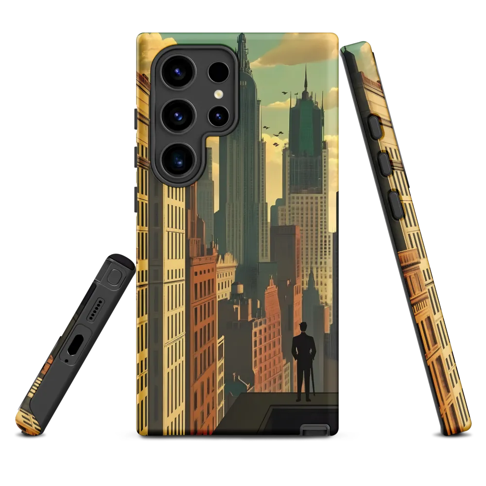 Urban Dreams: A Silhouette in Art Deco Cityscape