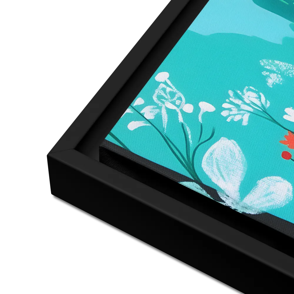 Whispers of Spring: A Colorful Retreat | Canvas with Black Frame | 16″×16″