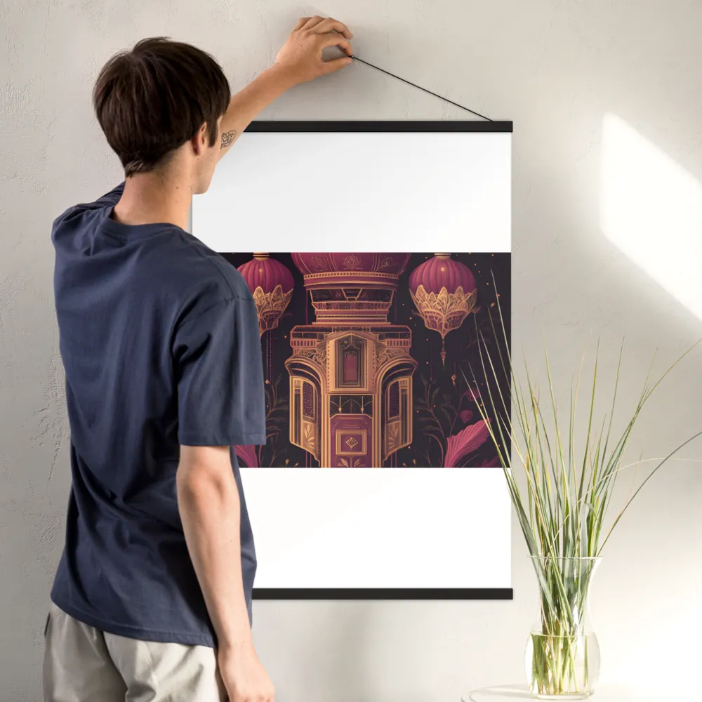 Ornate Harmony: A Digital Floral Architecture | Poster With Black Wood Hanger | 24″×36″