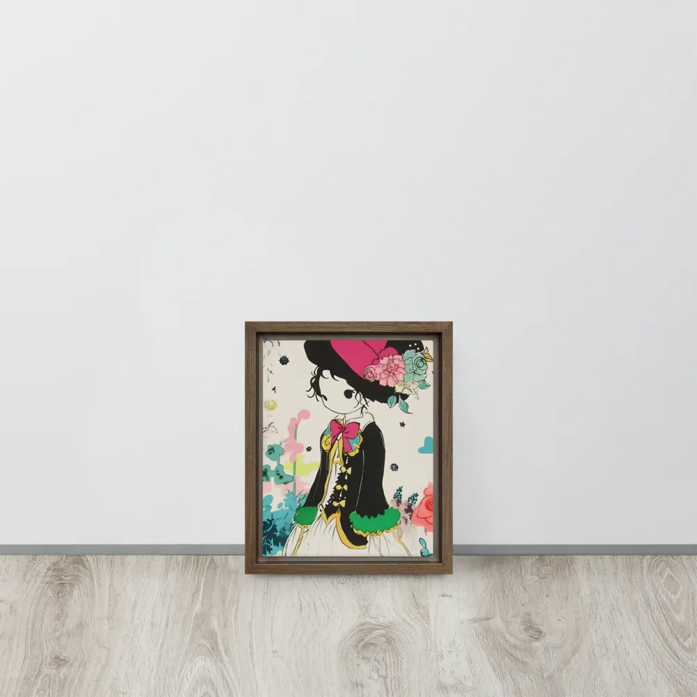 Whimsical Garden Reverie | Canvas with Brown Frame | 8″×10″
