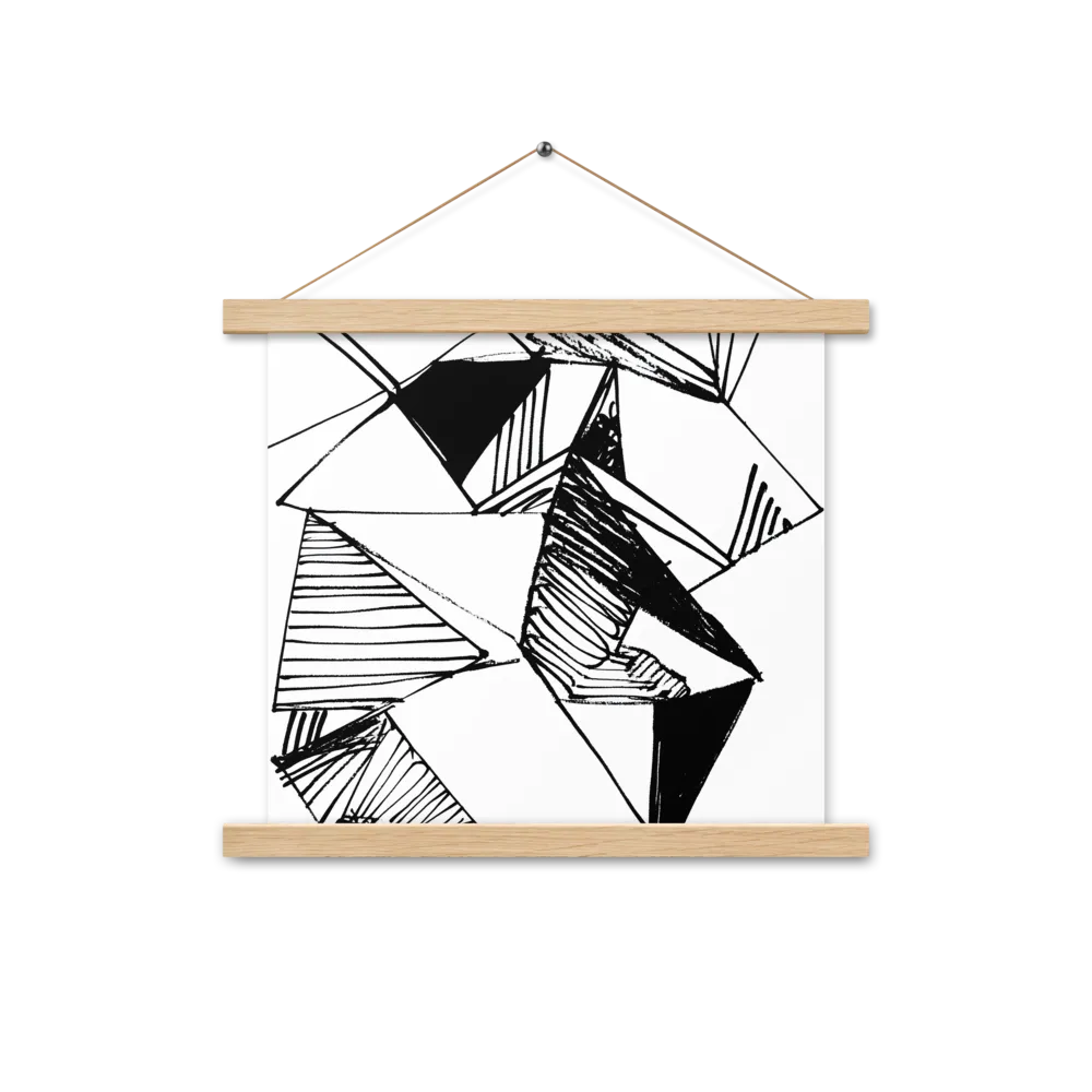 Dynamic Geometry in Ink | Poster With Oak Wood Hanger | 14″×14″